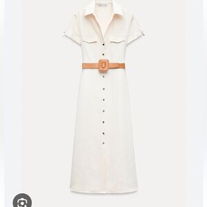 Zara Shirt Dress with Belt in Ecru: Sold Out